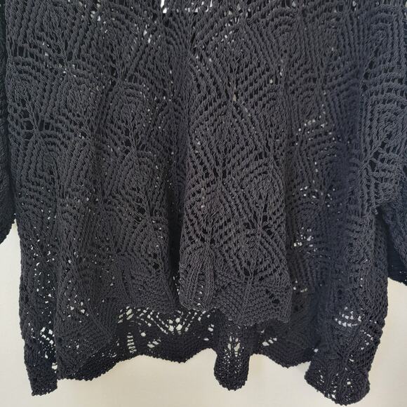 Zara Pointelle Knit Cape Sweater Crochet Top Oversize Small Medium Fisherman NWT - Picture 7 of 9